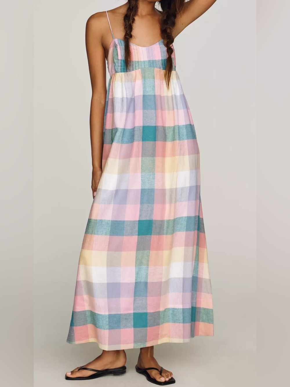 Maeve Linen Tie-Back Maxi Dress By Anthropologie Size L